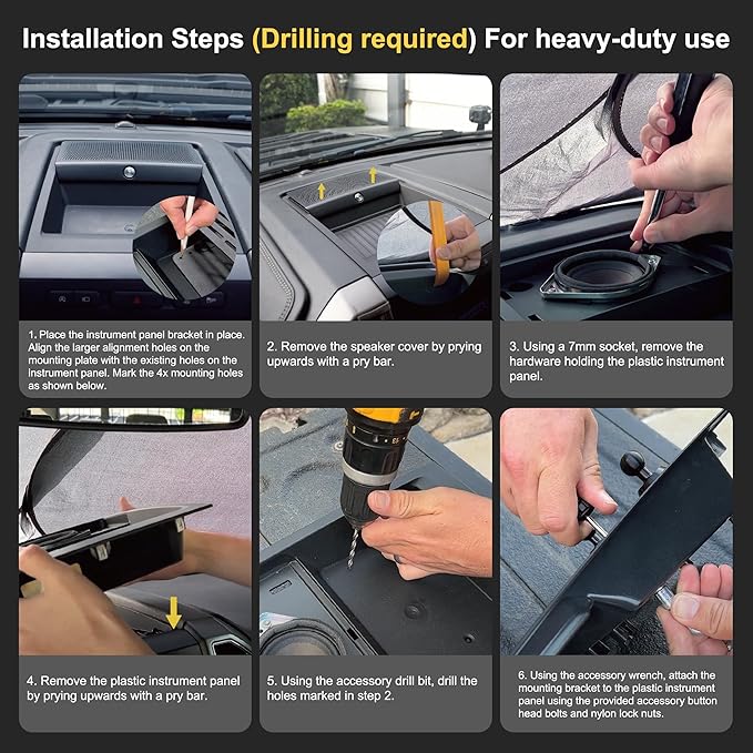 Dash Mount Phone Holder Compatible with 2015-2020 F150 2017-2022 F250 F350 Metal Cellphone Mounting Bracket Stand for Most CellPhones