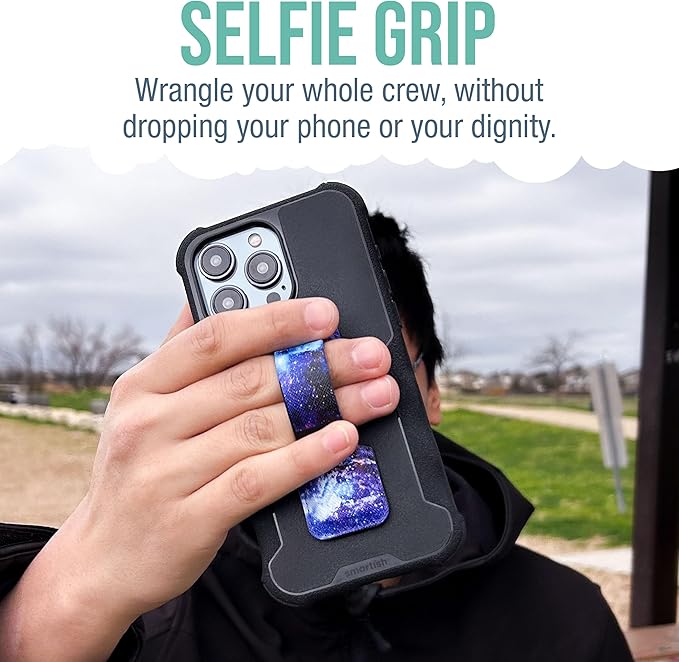 Smartish Phone Grip Loop - Prop Tart - Pop Out Finger Strap and Holder with Kick Stand [Compatible with All iPhone and Android Phones] - Spaced Out