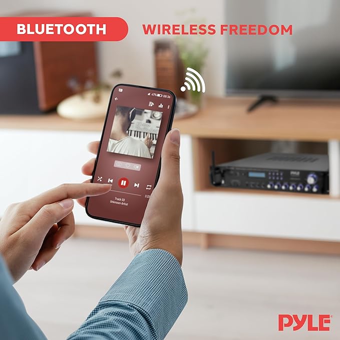 PYLE Multi Channel Bluetooth Preamplifier Receiver - 2000 Watt Audio Home Speaker Sound Stereo Receiver W/ Radio, USB, Headphone, Aux, RCA, Dual Microphone W/ Echo, Led, Wireless Streaming - P2001BT