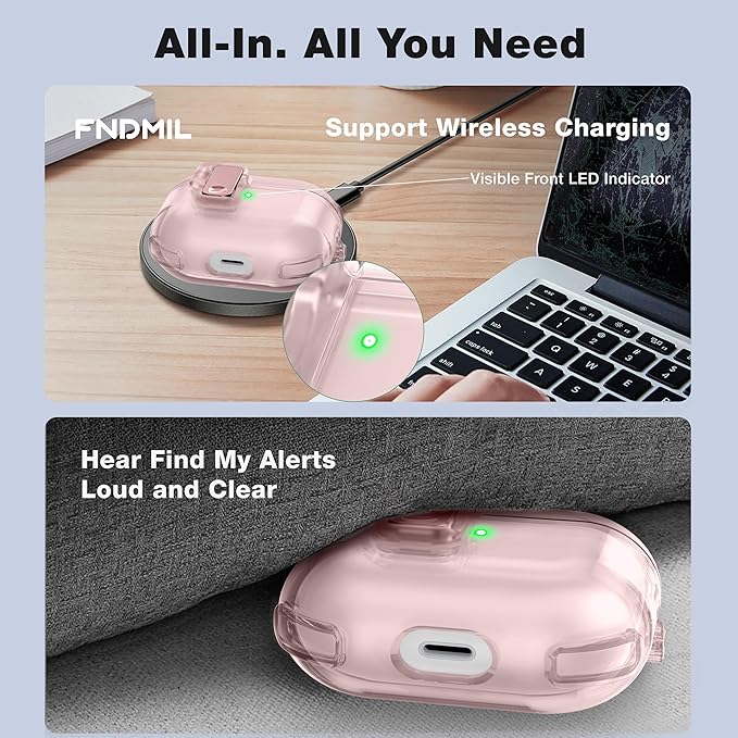 Clear Case for AirPods 3 Case Cover with [Lock Safety & Pop Up][Military Shockproof] Anti-Yellow Transparent Soft TPU Wireless Charging for AirPods 3 Generation Case with Keychain,Clear Pink