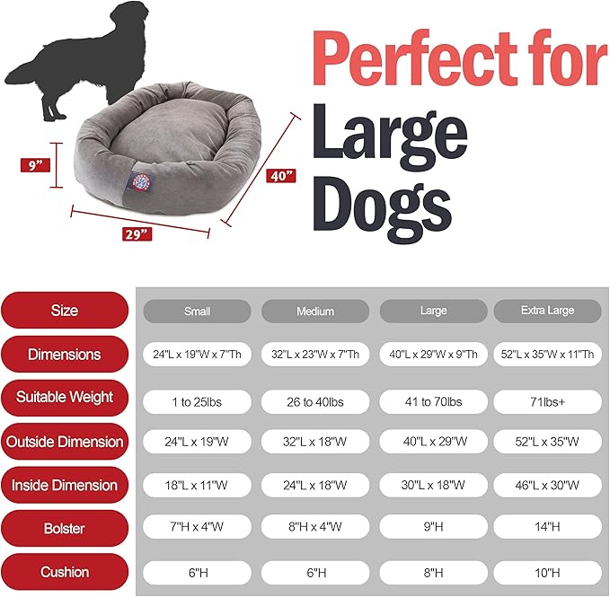 Majestic Pet 40 Inch Micro Velvet Calming Dog Bed Washable – Cozy Soft Round Dog Bed with Spine for Head Support - Fluffy Donut Puppy Mat 40x29x9 (inch) Large - Vintage (2025)