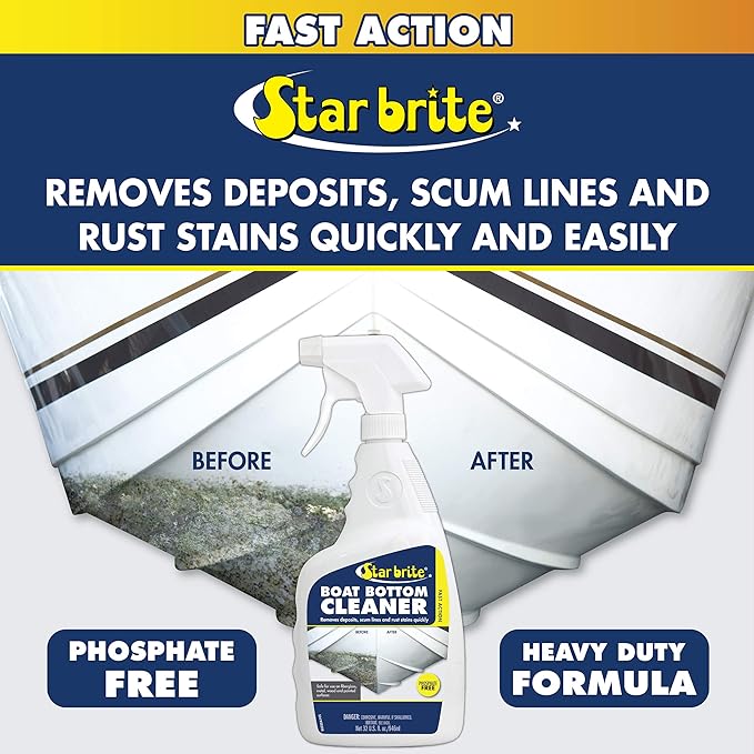 STAR BRITE Heavy Duty Boat Bottom Cleaner - Remove Tough Deposits, Scum Lines & Rust Stains Quickly & Easily from Boat Hull - Safe for Fiberglass, Wood, Iron & Painted Surface