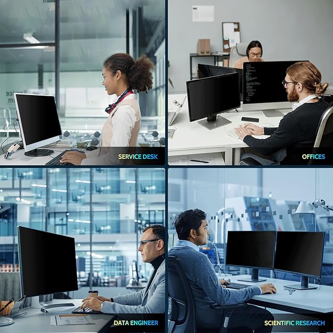 [2 Pack] 25 Inch Privacy Screen for Computer Monitor 16:9 Aspect Ratio, Eye Protection Anti Blue Light Glare Shield, 25inch Removable Black Blackout Anti Spy Desktop Security Private Filter