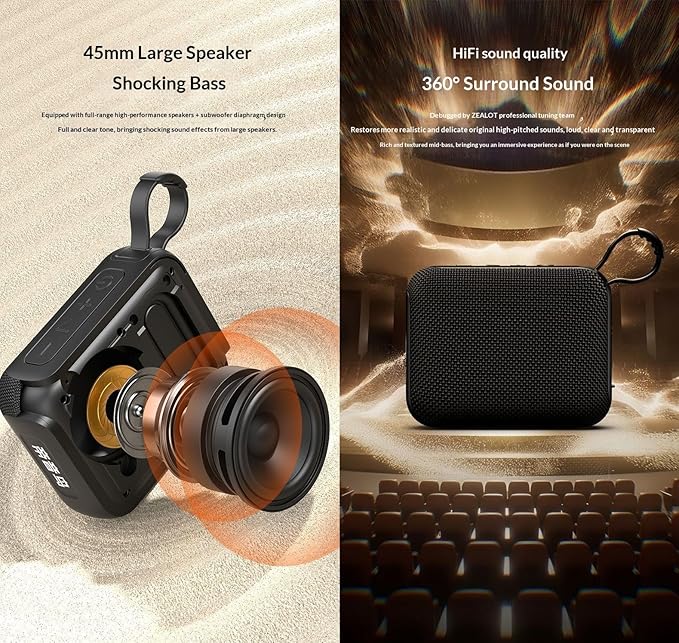Outdoor Bluetooth Speaker, Portable Wireless Speaker with 10W Stereo Sound, IPX6 Waterproof, Bluetooth 5.3 for Stable Connection, TWS Pairing for 20W Loud Audio, Perfect for Camping, Beach, Party