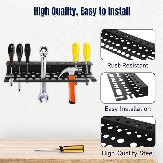 Screwdriver Plier Organizer Wall Mount for Pliers, Screwdrivers, Garage Workshop Storage, Stores up to 43 Pliers or Small Tools, Ideal Gift for Men