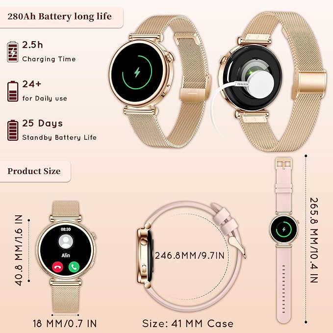 Smart Watch for Women (Answer/Make Call) 1.27" HD 3 Bands Smartwatch Compatible Android iPhone Phone with Fitness Tracker/Heart Rate/Sleep Monitor, 220+ DIY Dial & IP68 Waterproof, Rose Gold