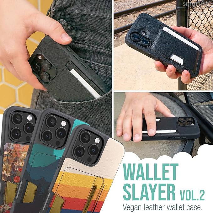 Smartish® iPhone 16 Pro Max Wallet Case - Wallet Slayer Vol 2 [Slim + Protective] Credit Card Holder w/Kickstand - Drop Tested Hidden Card Slot Cover for Apple iPhone 16 Pro Max - Custom Prints