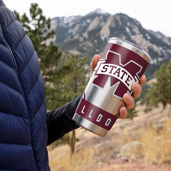 Rico Industries NCAA 20oz Stainless Steel Tumbler with Lid - Great For Coffee, Tea, Water or Cocktails