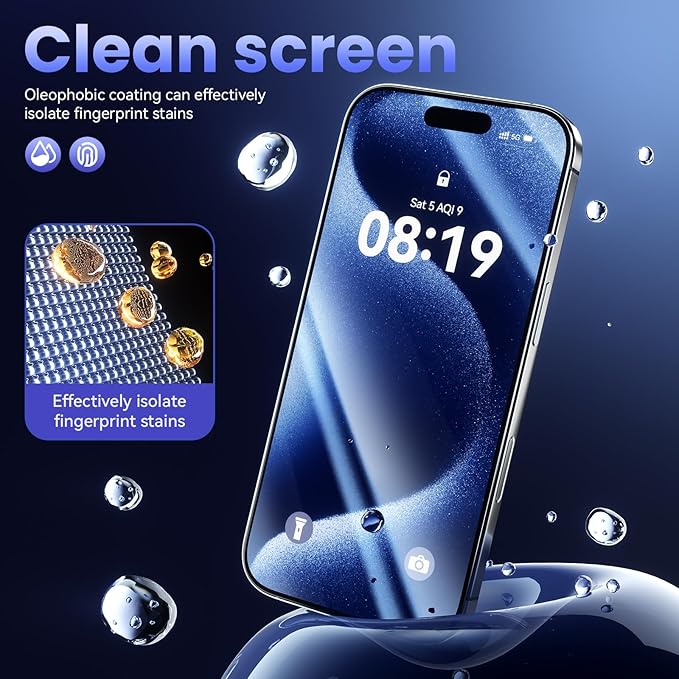 3 Pack Screen Protector for iPhone 16 [6.1 Inch],iPhone 15 Screen Protector with Auto-Alignment Kit, Auto Dust,9H+ HD Clear Tempered Glass Film,Case Friendly