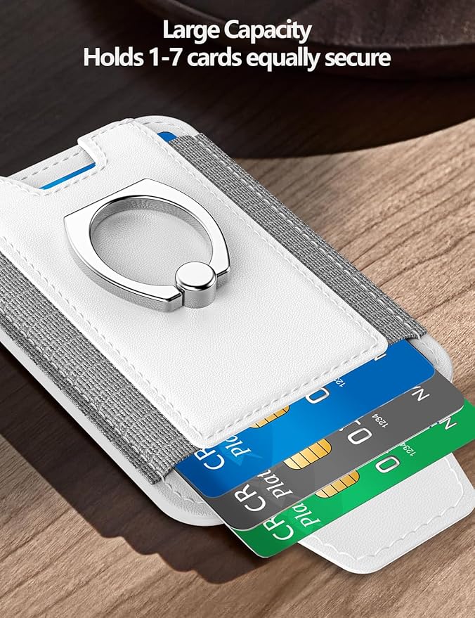 For Magsafe Wallet with Grip, 6-Card Holder, Stronger Magnetic Card Wallet Holder for iPhone 17/16/15, iPhone 14/13/12 Series, Leather Magnetic Phone Wallet with Privacy Flap, RFID Blocking, White