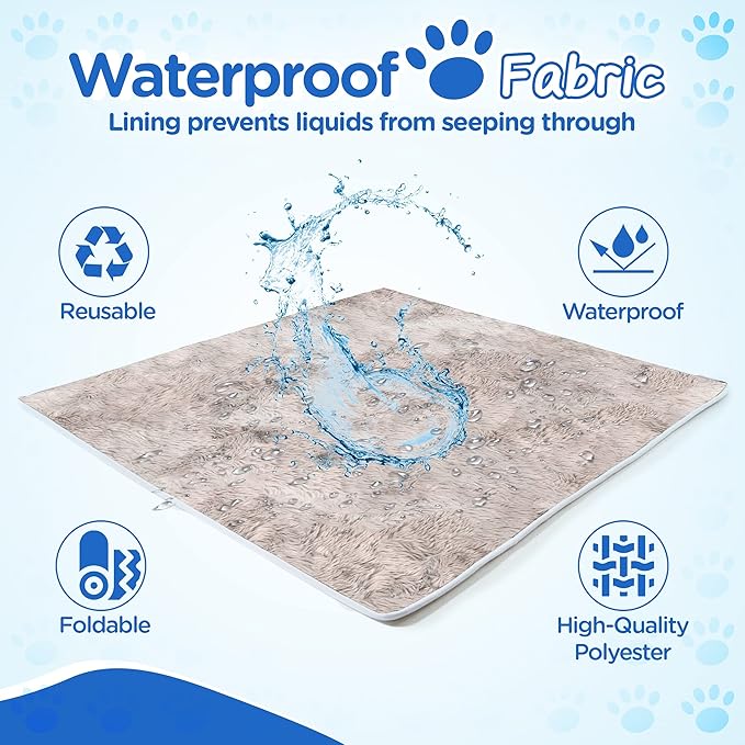 PupProtector Waterproof Throw Blanket for Dogs and Cats, Pet Blanket Cover for Couches, Sofas, Beds, Car Seats, Furniture, Calming Soft Faux Fur, Grey, Original (60" L x 50" W)