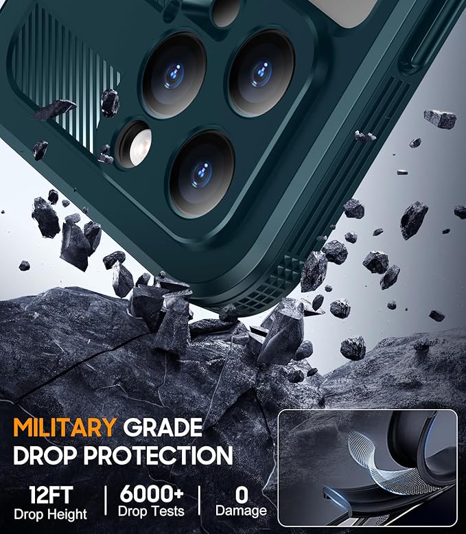 Red2Fire Magnetic for iPhone 16 Pro Max Case Waterproof, [Built-in Screen Protector][Compatible with MagSafe] [Full Body Shockproof] [Dustproof] Heavy Duty Rugged Phone Cover 6.9" Blue