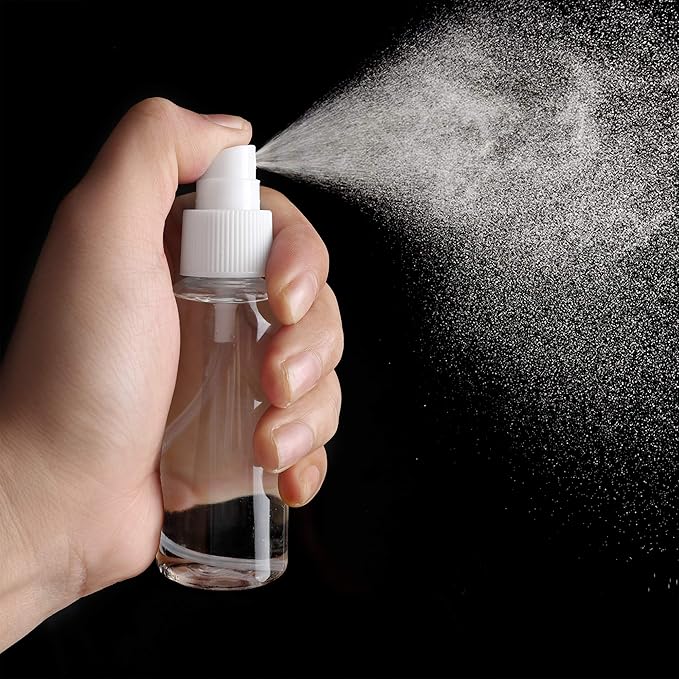 ZEROFIRE 2 Pack Spray Bottles 1oz Clear Plastic Empty Refillable Mini Spritzer for Travel, Cleaning, Gardening, Skin Care Atomizer for Essential Oils, Perfume