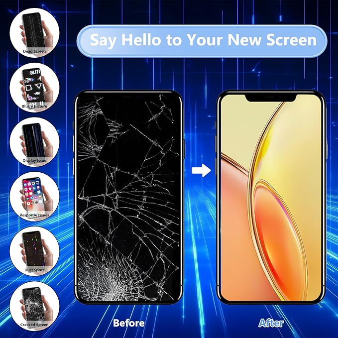 for iPhone 11 Pro Max Screen Replacement, 6.5 inch LCD Display 3D Touch Full HD Digitizer Frame Assembly, Compatible with A2161, A2220, A2218 Models, Repair Kit + Screen Tempered Protector