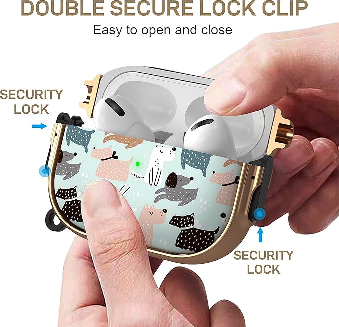 Maxjoy for AirPods Pro 2nd/1st Generation Case with Lock, Cute AirPods Pro 2 Case Lock Protective Hard AirPod Pro Cover for Women Men with Keychain for Airpod Pro (2023/2022/2019), Dog