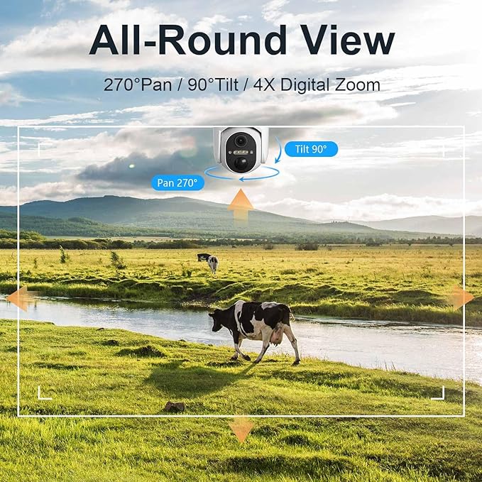 4G LTE Cellular Security Cameras Wireless Outdoor, No WiFi Security Camera, Outdoor Camera Wireless Solar Powered, Smart Human Detection, with SIM Card, Color Night Vision, Only Use in USA
