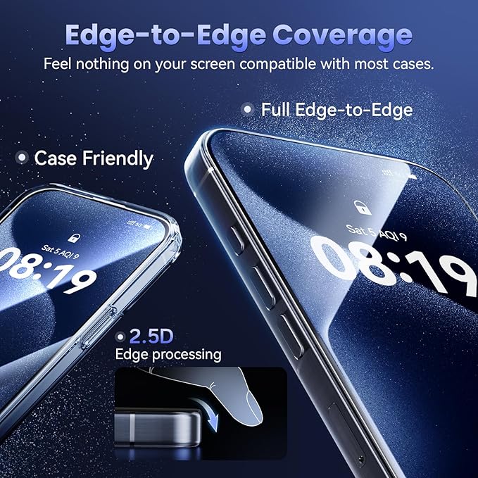 3 Pack Screen Protector for iPhone 16 Pro Max [6.9 Inch] with Auto-Alignment Kit, Auto Dust,9H+ Military Grade Shatterproof, iPhone16 ProMax Tempered Glass film,HD Clear,Case Friendly