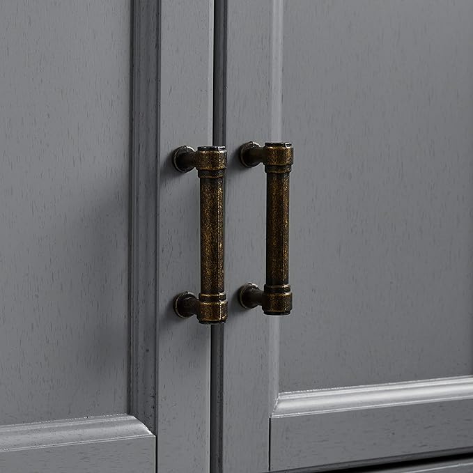 Crosley Furniture Tara 2-Piece Pantry Storage Cabinet Set with Shelves, Kitchen, Dining, or Laundry Room, Distressed Gray