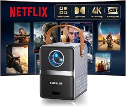 Smart Mini Projector with WiFi and Bluetooth【Compatible with Netflix/Portable/4K Supported】Dolby Audio,Auto Keystone & Electric Focus Outdoor Movie Projectors,WiMiUS Native 1080P HD Proyector - Image 1