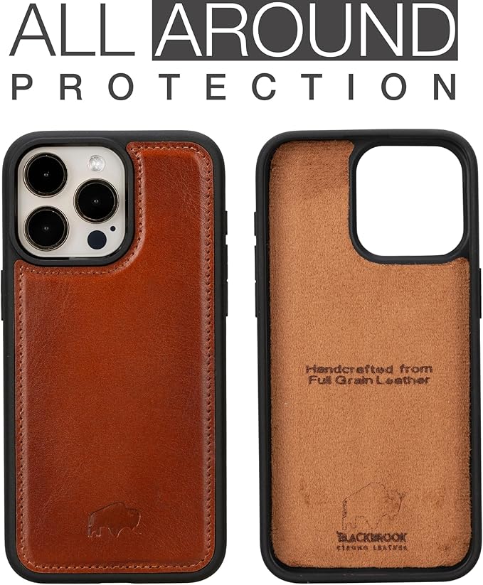 BLACKBROOK for iPhone 15 Pro Case with Card Holder, Carter Full Grain Leather, 2-in-1 Folio Flip Case for MagSafe Wireless Charging, RFID Blocking, 4 Card Slots, Compatible with iPhone 15 Pro