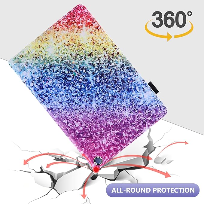 Dteck for Fire Max 11 Tablet Case - 13th Generation 2023, PU Leather Protective Folio with Auto Sleep Wake, Adjustable Viewing Angles, 4 Card Slots, Lightweight Cute Case, Rainbow
