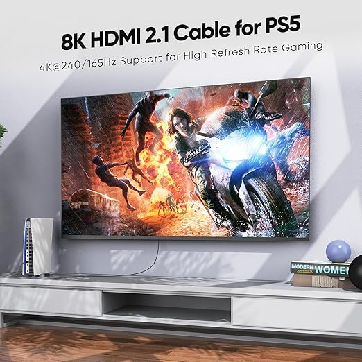 Long HDMI Cable 15FT HDMI 2.1 Cable 8K Ultra High Speed HDMI Cord Support 48Gbps,8K@60Hz & 4K@240Hz, eARC, HDCP 2.3,15 FT Shielded Cord for Soundbar, PS4/PS5, TV,Xbox Series X, Switch, PC