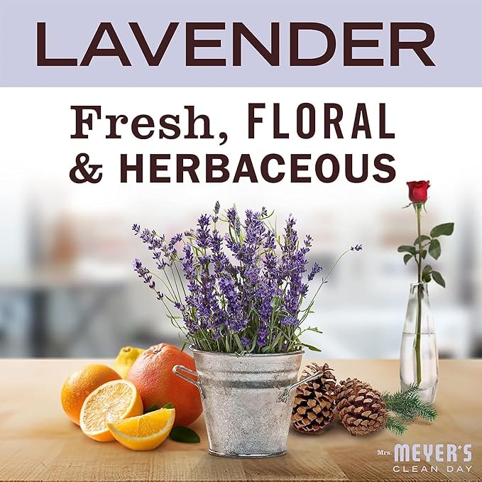 Mrs. MEYER'S Clean Day Lavender Scent Variety, 1 Room Freshener 8 OZ, 1 Liquid Dish Soap 16 OZ, 1 Liquid Hand Soap 12.5 OZ, 1 Multi-surface Cleaner 16 OZ, Lavender, 1 CT