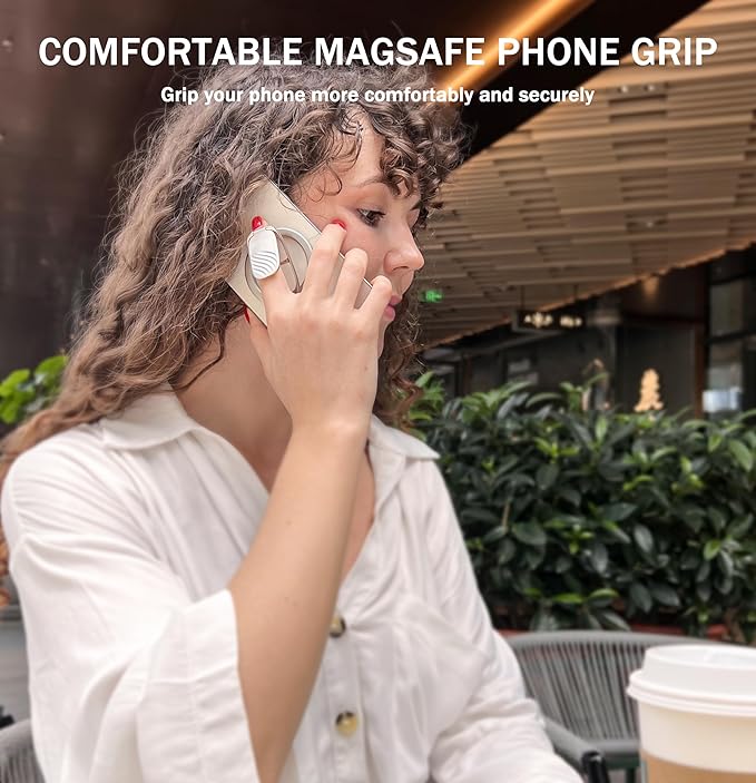 Allengel for MagSafe Phone Ring Grip Holder, Magnetic Adjustable Finger Kickstand, Compatible with MagSafe Phone Grip for iPhone 16 Pro Max, 15 14 13 12 Plus (Matte Black)