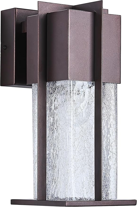 Oil Rubbed Bronze Outdoor Wall Light Fixtures with Crack-Like Glass, Modern Outdoor Sconce Exterior Lighting IP65 Waterproof, Front Porch Light Wall Mount for Garage Patio Front Door,Brown