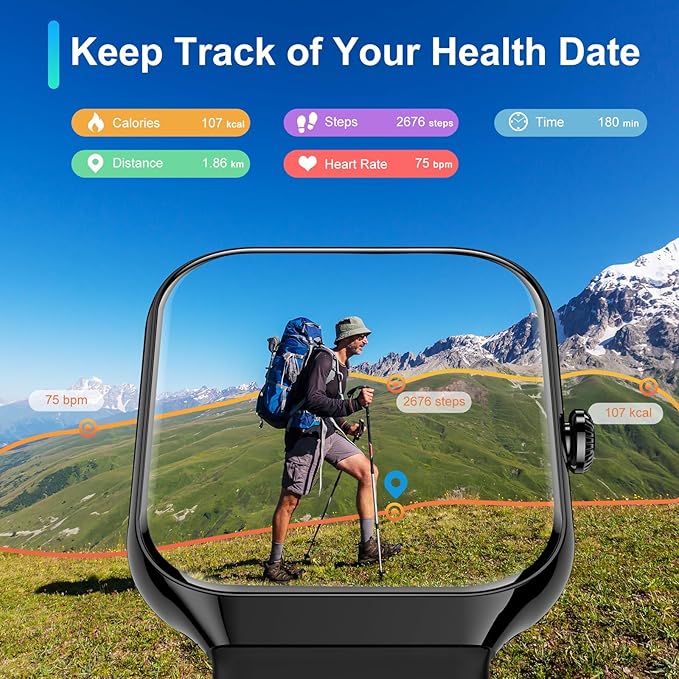 Smart Watch(Answer/Make Call), 1.96"HD Smartwatch for Men Women with Heart Rate/Sleep Monitor/Pedometer, 2025 New Activity Fitness Watch 113+ Sport Modes, IP68 Waterproof Running Watch for Android iOS
