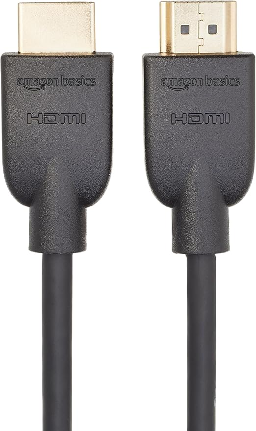 Amazon Basics HDMI Cable, 2-Pack, 3ft, 4K@60Hz, High-Speed 4K HDMI 2.0 Cord for Blu-ray, Ethernet, 2160p, 48 bit, Compatible with TV/PS5/Xbox/Roku, Black