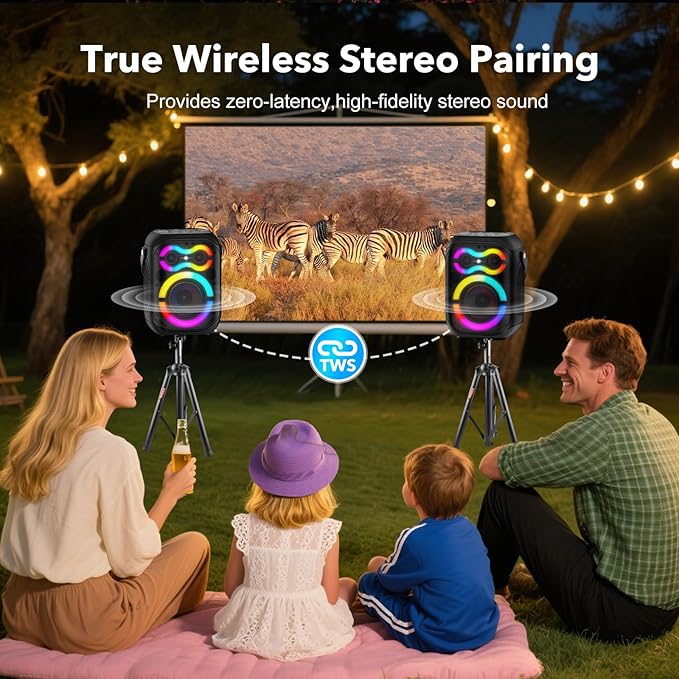 Portable Bluetooth Speakers 80W Big Powerful Wireless Outdoor Loud Stereo Deep Bass Sound Boombox TWS Home Party Speaker with Subwoofer LED Lights