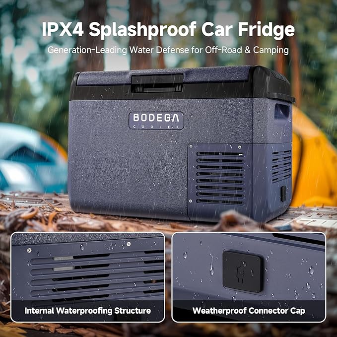 BODEGACOOLER 12 volt Car Refrigerator - 26QT(25L)Portable Freezer IPX4 Waterproof Car Fridge Ultra-Quiet Electric Cooler for Truck Van Camping Road Trips Travel 12/24V DC 110~240 Volt AC,-4℉~68℉