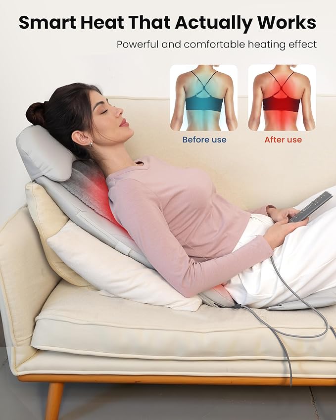 COMFIER Shiatsu Back Massager with Heat, Deep Tissue Kneading Chair Massager with Vibration, 2D/3D Shiatu Massage Seat Cushion, Full Back Massage Chair Pad, Gifts for Men Women