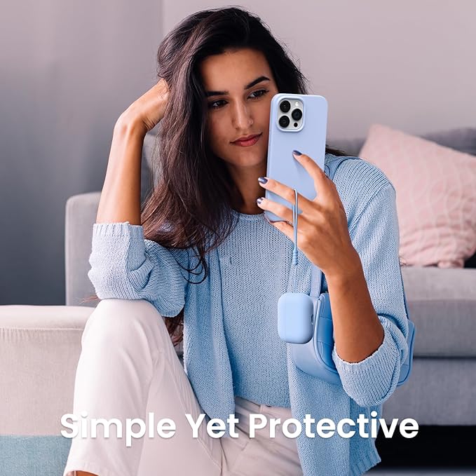 ORNARTO Compatible with AirPods Pro 2 Case 2022, Full Protective Hybrid Silicone for AirPods Pro 2nd Generation Case, Front LED Visible Skin Cover-Baby Blue