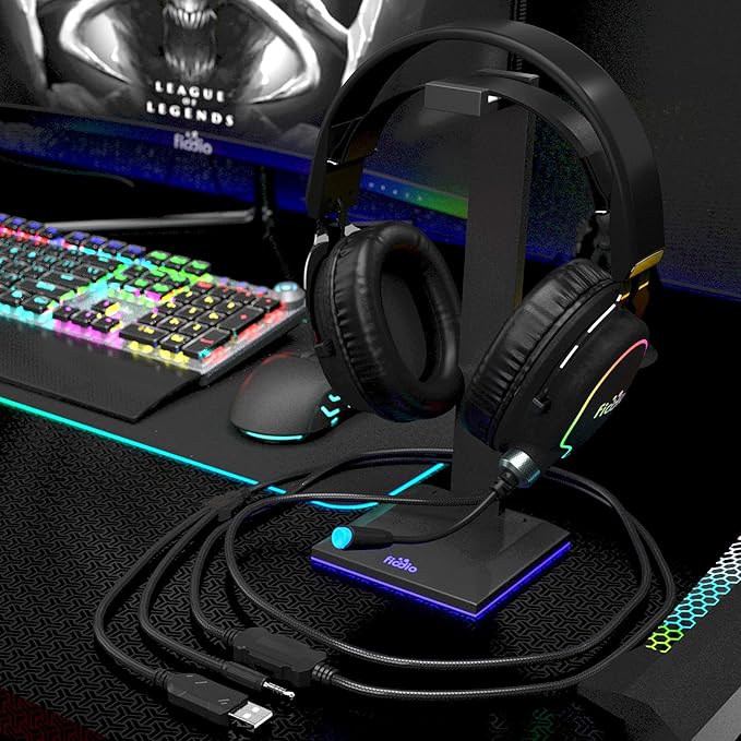 Gaming Headset with Surround Sound Stereo for Xbox One PS4 PC Switch Tablet, Noise Cancelling Over Ear Headphones with Mic, LED Light and Soft Memory Earmuffs for Laptop