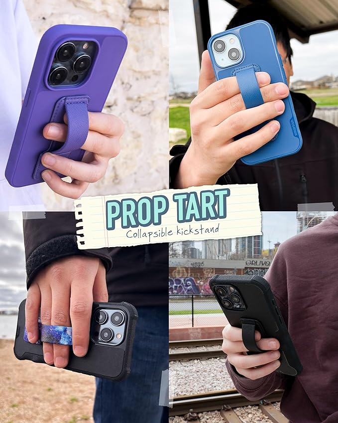 Smartish Phone Grip Loop - Prop Tart - Pop Out Finger Strap and Holder with Kick Stand [Compatible with All iPhone and Android Phones] - Secret Menu