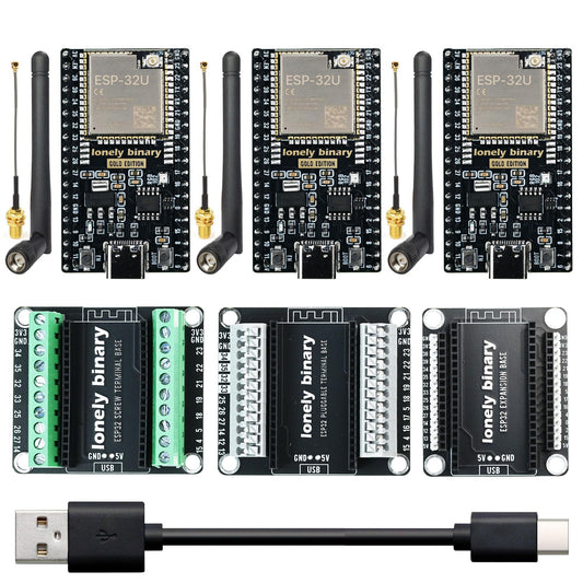 Lonely Binary 3-Pack ESP32 IPEX Antenna WiFi BT 3 Bases for C++