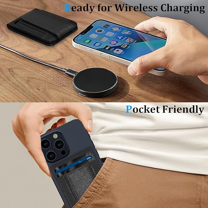 for MagSafe Wallet, Magnetic Phone Wallet with Adjustable Stand & Money Clip, Detachable Magnetic Wallet for iPhone 16/15/14/13/12 Pro Max Plus, 10+ Cards Holder