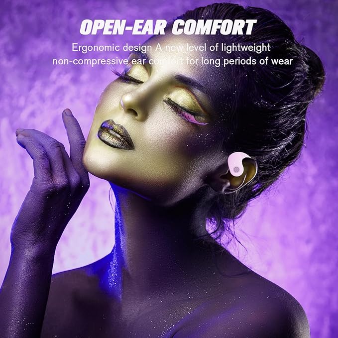 Over The Ear Earbuds Open Ear Buds Headphones Over Ear Air Bone Conduction Earbuds Earphones Bone Conducting Air Bone Conduction Headphones Bluetooth Over-Ear Purple