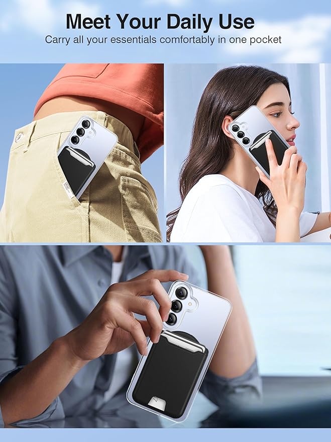 TopMade for MagSafe Wallet, Magnetic Wallet for Samsung Galaxy S26/S25/S24 Series and Z Fold 7 with Magnetic Case, Phone Card Holder for iPhone 16/15/14/13/12, RFID Blocking, Fits 4 Cards, Black