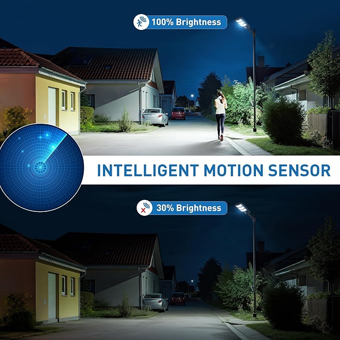 Solar Lights Outdoor - Solar Street Light Motion Sensor, Wide Angle 6500K Solar Lights Outdoor Waterproof, Outdoor Light Dusk to Dawn with Remote Control (4Pack)