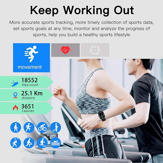 Smart Watch (Answer/Make Call), 2.01" Smartwatch for Android Phones and iPhone with Heart Rate,Sleep Monitor,Pedometer, 100+Sports Fitness Watch, IP68 Waterproof Fitness Tracker for Men Women