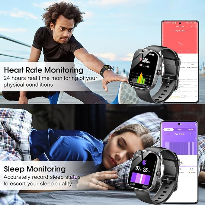 Csasan Smart Watch for Men Women(Answer/Make Call), 1.91" HD Screen Smartwatch Heart Rate/Sleep/Steps Monitor Black