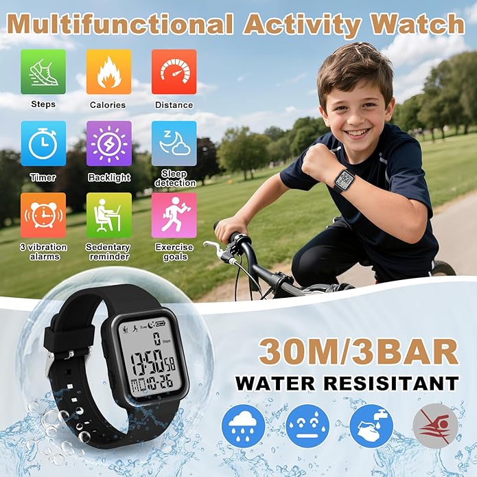 Edillas Digital Watch for Mens Womens, Fitness Tracker with EL Backlight No App/Phone Required, Sport Watch with Step Counter Pedometer Timer Vibration Alarm Clock, Sleep Monitor, Calorie, Distance