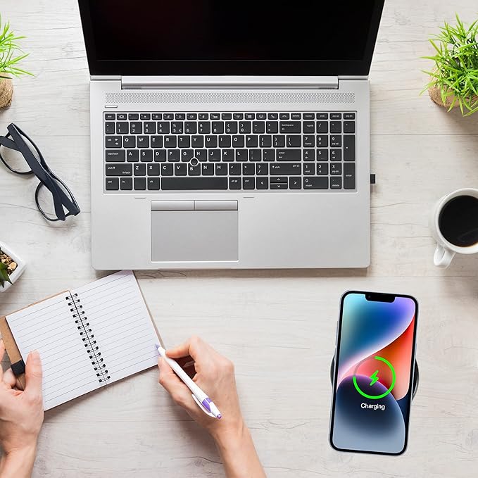 Desk Wireless Charger - JE Make IT Simple 15W Max Invisible Desktop Grommet Power Fast Wireless Charging Pad Furniture Desk Nightstand Station for iPhone 16/15/14/13/12, Samsung and Qi-enabled Devices