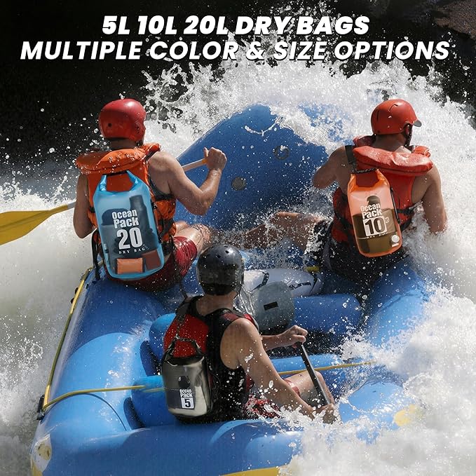 Dry Bag Waterproof, Roll Top Small Waterproof Backpack 20L, Floating Lightweight Bag with Water Proof Phone Pouch for Kayaking, Paddle Boarding, Boating, Fishing, Swimming