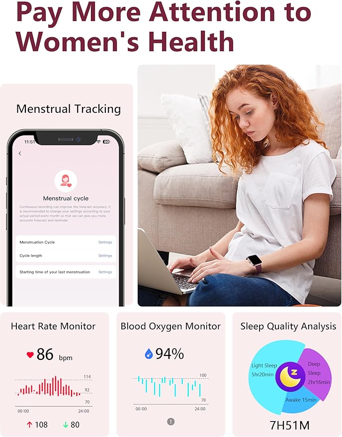 Smart Watch, 1.83'' Smartwatch Women Men Answer Make Calls, Alexa Fitness Watch, IP68 Waterproof Fitness Tracker Watch, Heart Rate Monitor, 100+ Sports Pedometer Watch, Timer for android & iOS Phone