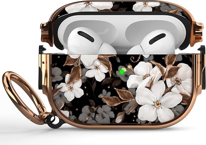 Maxjoy for AirPods Pro 2nd/1st Generation Case with Lock, Cute AirPods Pro 2 Case Lock Protective Hard AirPod Pro Cover for Women Men with Keychain for Airpod Pro (2023/2022/2019), Flower