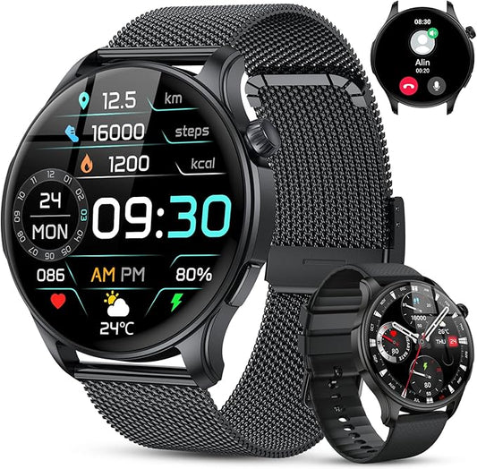 Smart Watch for Men Women Fitness: Make Answer Call Waterproof Digital Mens Watches Running Pedometer Smartwatch Android Phone iPhone Samsung Compatible Sleep SpO2 Heart Rate Monitor Step Tracker